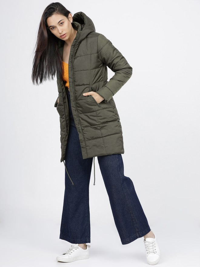 Tokyo Talkies Women Olive Puffer Jacket - Olive - Image 4