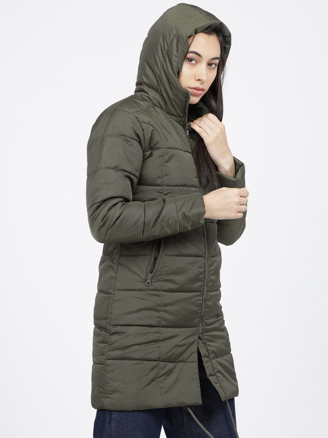 Tokyo Talkies Women Olive Puffer Jacket - Olive - Image 5