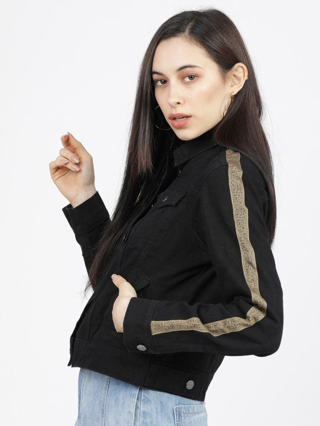 Tokyo Talkies Women Black Denim Jacket - Black - Image 1