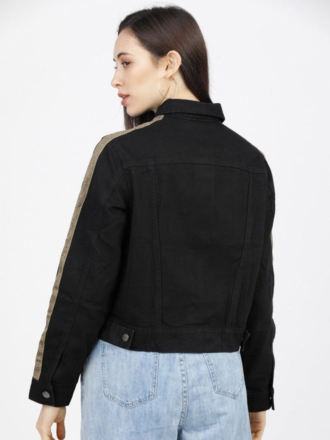 Tokyo Talkies Women Black Denim Jacket - Black - Image 2