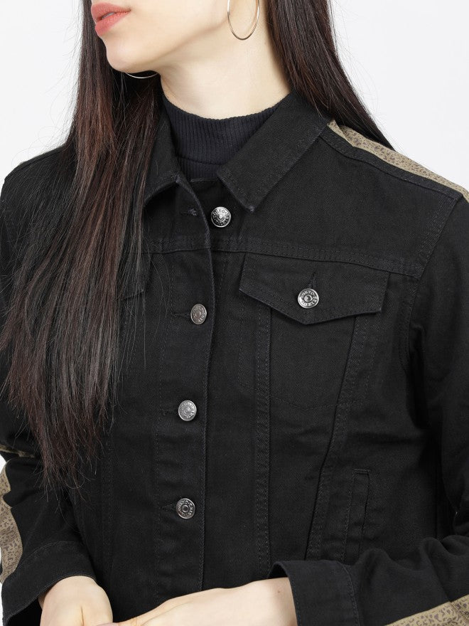 Tokyo Talkies Women Black Denim Jacket - Black - Image 3