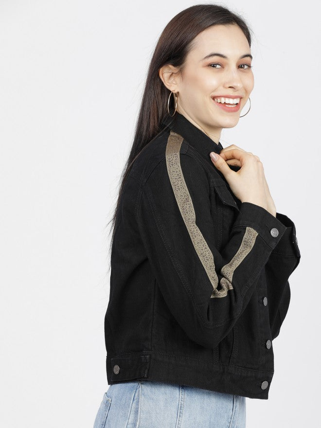 Tokyo Talkies Women Black Denim Jacket - Black - Image 5