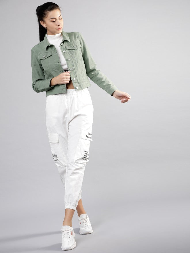 Tokyo Talkies Women Olive Open Front Jacket - Olive - Image 4