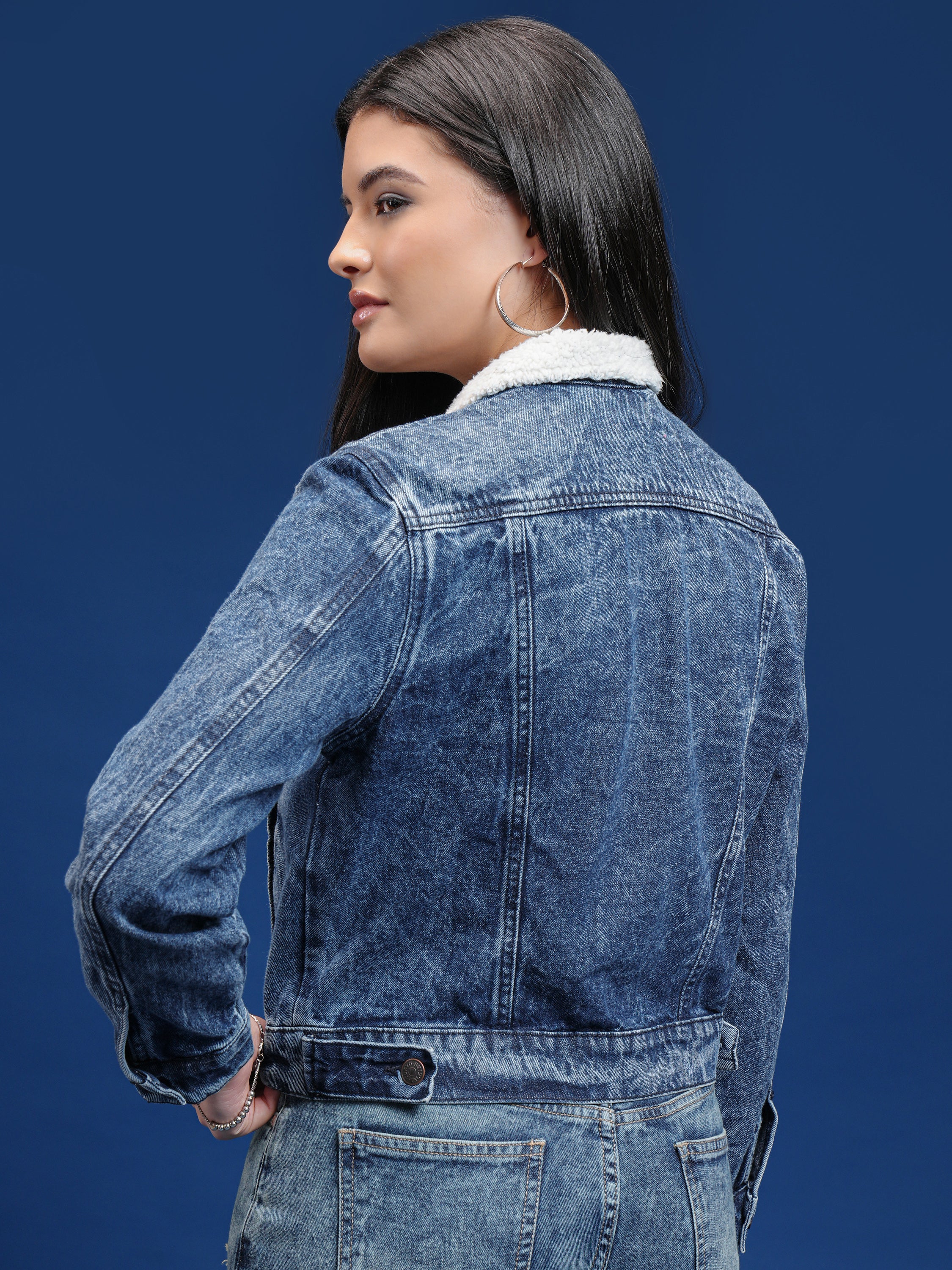 Tokyo Talkies Women Blue Denim Jacket - Blue - Image 3