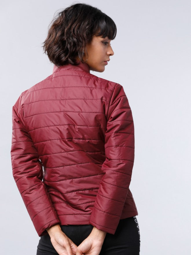 Tokyo Talkies Women Burgundy Puffer Jacket - Burgundy - Image 2
