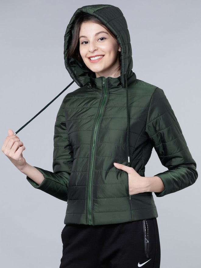 Tokyo Talkies Women Teal Puffer Jacket - Teal - Image 1