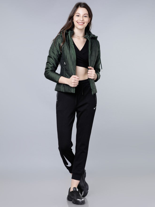 Tokyo Talkies Women Teal Puffer Jacket - Teal - Image 4