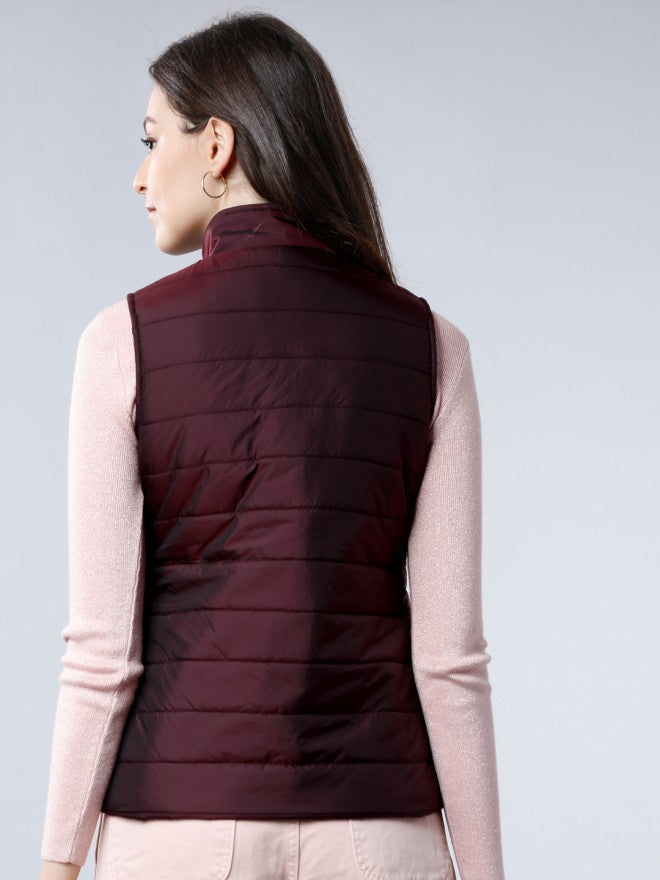 Tokyo Talkies Women Burgundy Puffer Jacket - Burgundy - Image 2