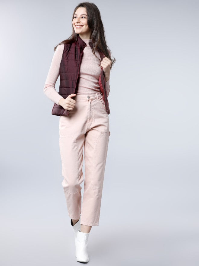 Tokyo Talkies Women Burgundy Puffer Jacket - Burgundy - Image 4