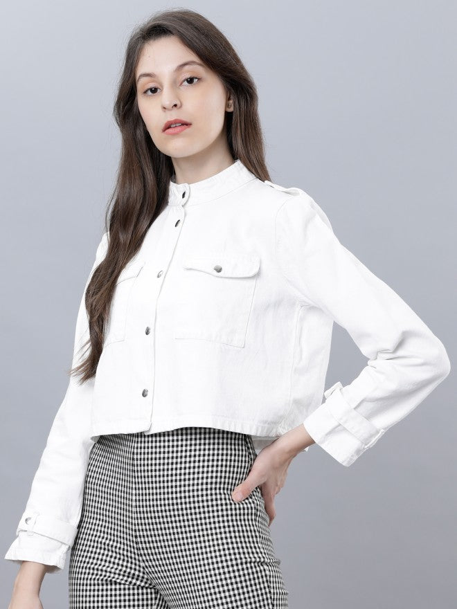 Tokyo Talkies Women White Denim Jacket - White - Image 1