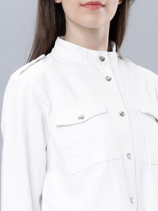 Tokyo Talkies Women White Denim Jacket - White - Image 3