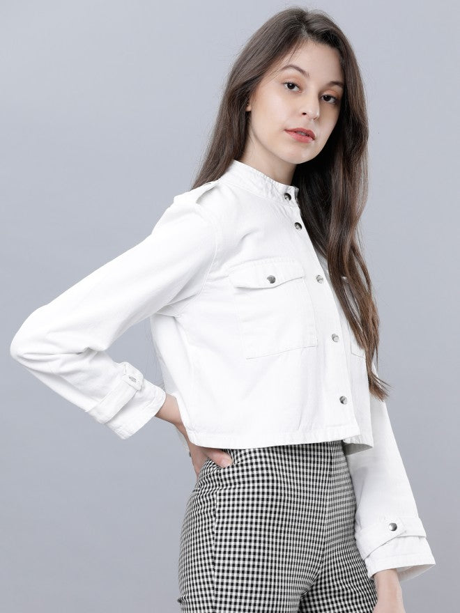 Tokyo Talkies Women White Denim Jacket - White - Image 5