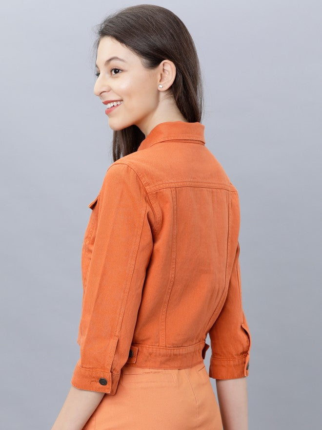 Tokyo Talkies Women Rust Denim Jacket - Rust - Image 2