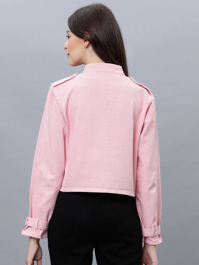 Tokyo Talkies Women Pink Denim Jacket - Pink - Image 2