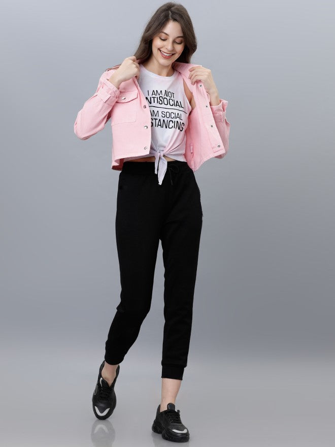 Tokyo Talkies Women Pink Denim Jacket - Pink - Image 4