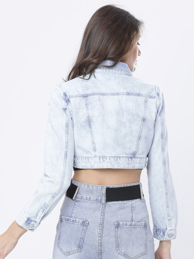Tokyo Talkies Women Blue Denim Jacket - Blue - Image 2