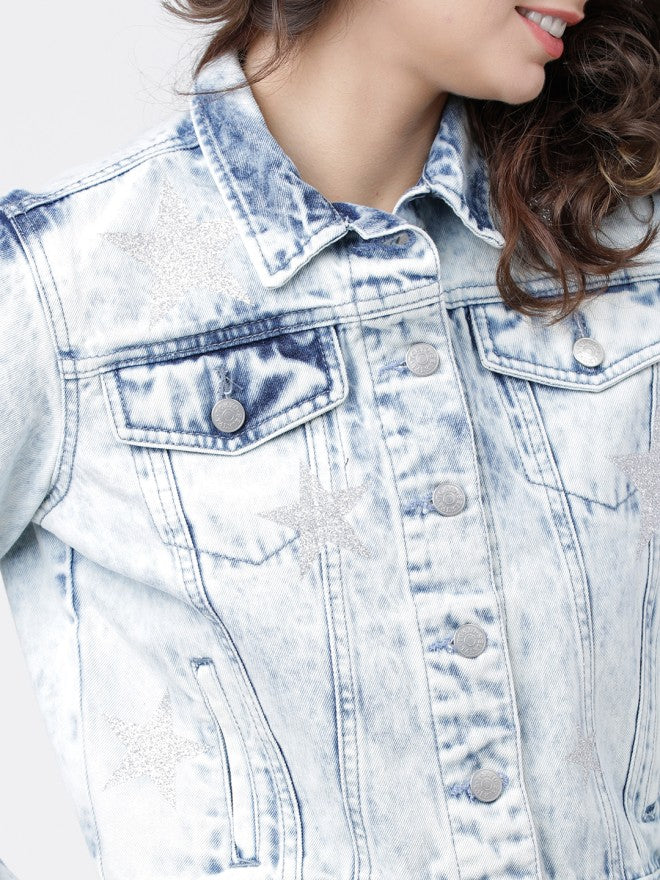 Tokyo Talkies Women Blue Open Front Jacket - Blue - Image 3