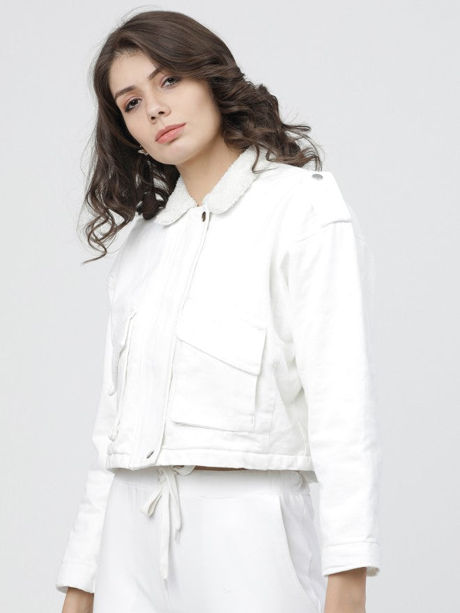 Tokyo Talkies Women White Denim Jacket - White - Image 1