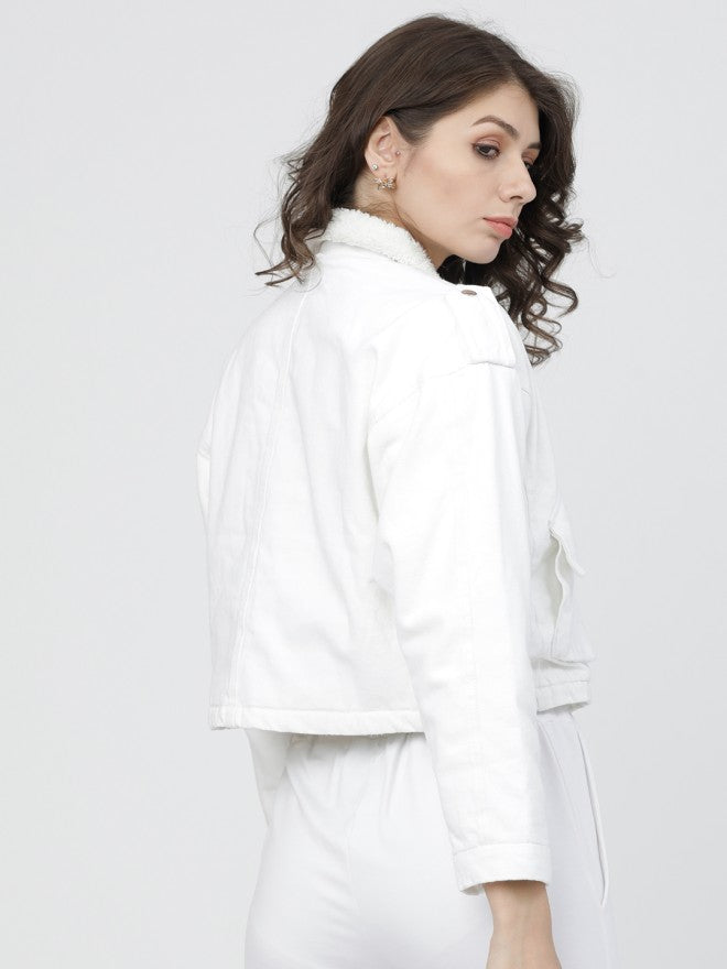 Tokyo Talkies Women White Denim Jacket - White - Image 2