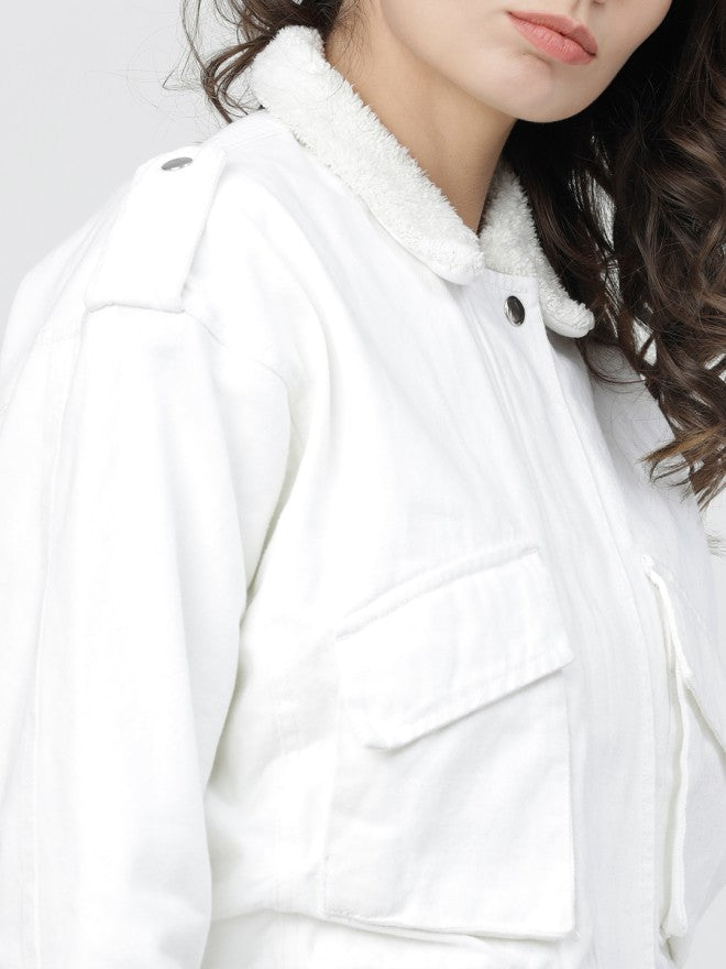 Tokyo Talkies Women White Denim Jacket - White - Image 3