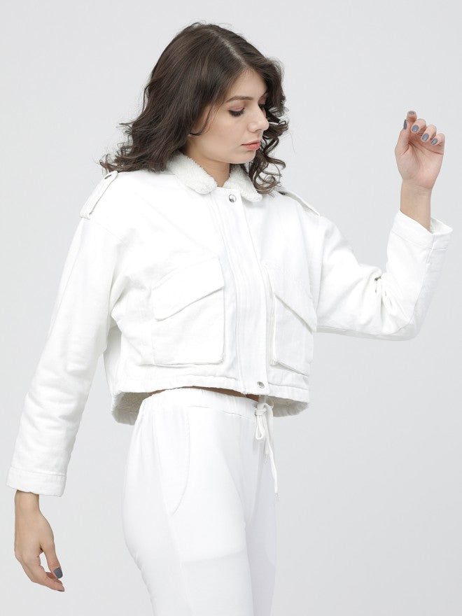 Tokyo Talkies Women White Denim Jacket - White - Image 5