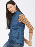 Tokyo Talkies Women Blue Puffer Jacket - Blue - Image 1