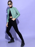Tokyo Talkies Women Olive Open Front Jacket - Olive - Image 1