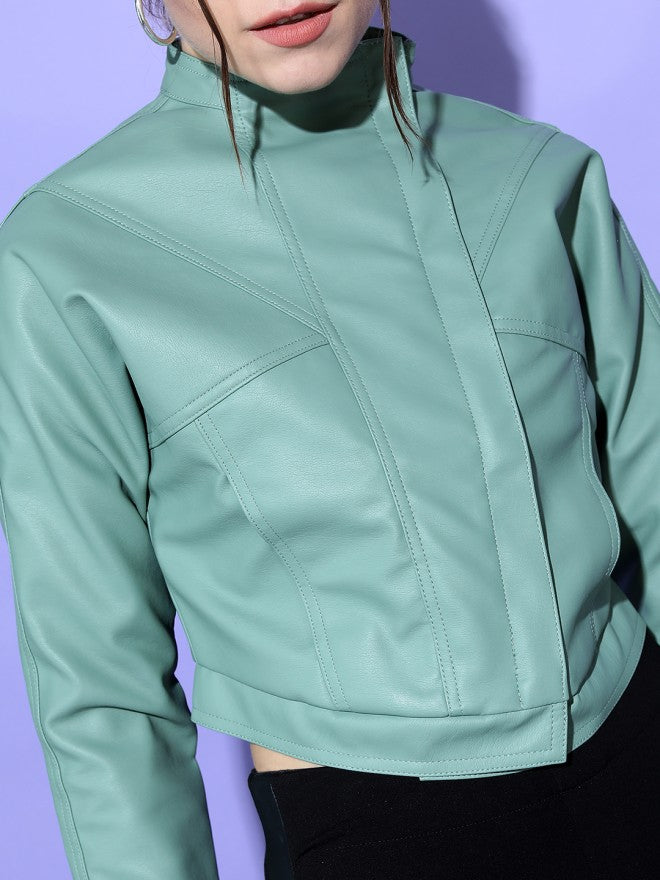 Tokyo Talkies Women Olive Open Front Jacket - Olive - Image 3