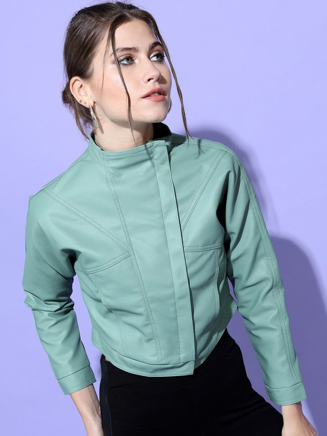 Tokyo Talkies Women Olive Open Front Jacket - Olive - Image 5