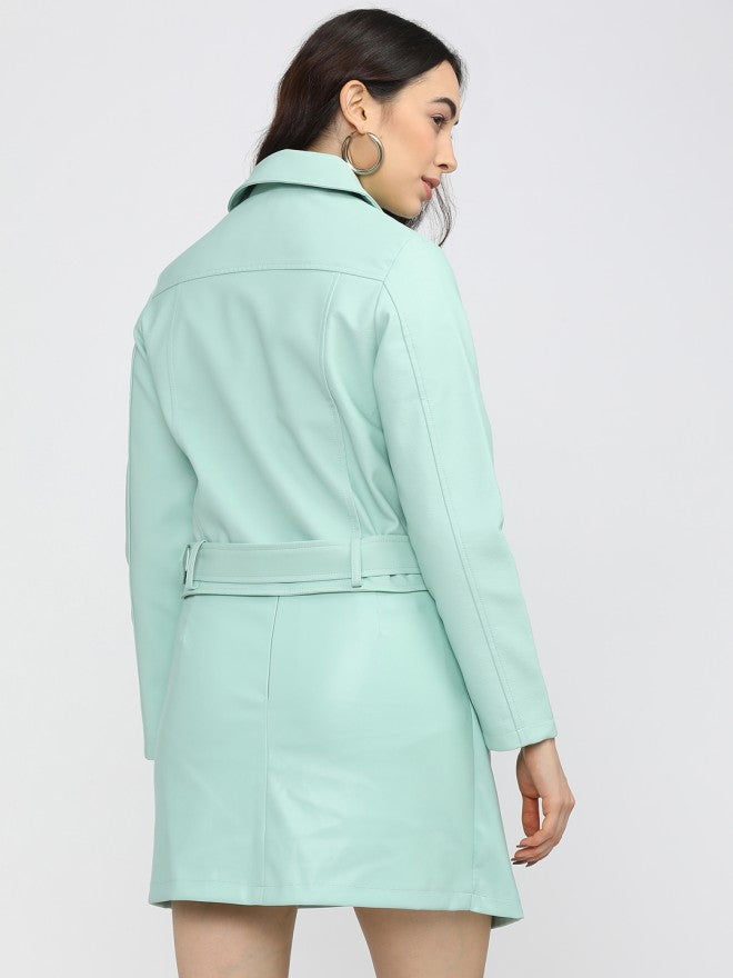 Tokyo Talkies Women Green Open Front Jacket - Green - Image 2