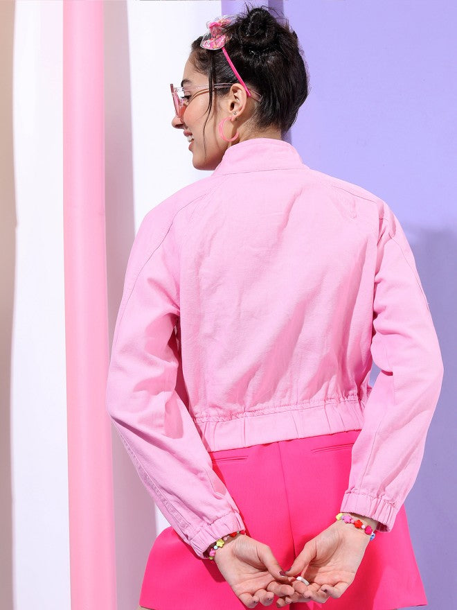 Tokyo Talkies Women Pink Open Front Jacket - Pink - Image 2