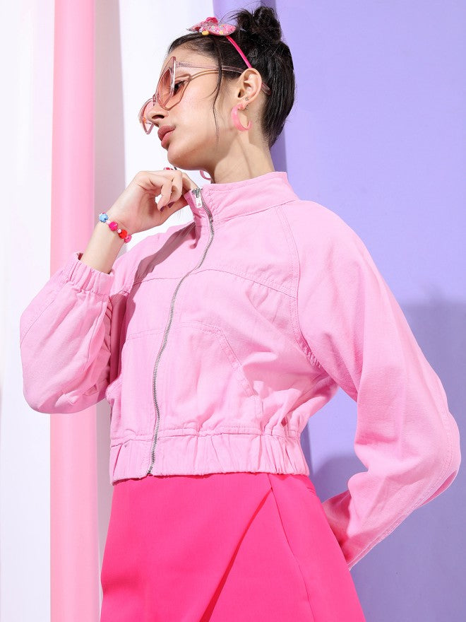 Tokyo Talkies Women Pink Open Front Jacket - Pink - Image 4