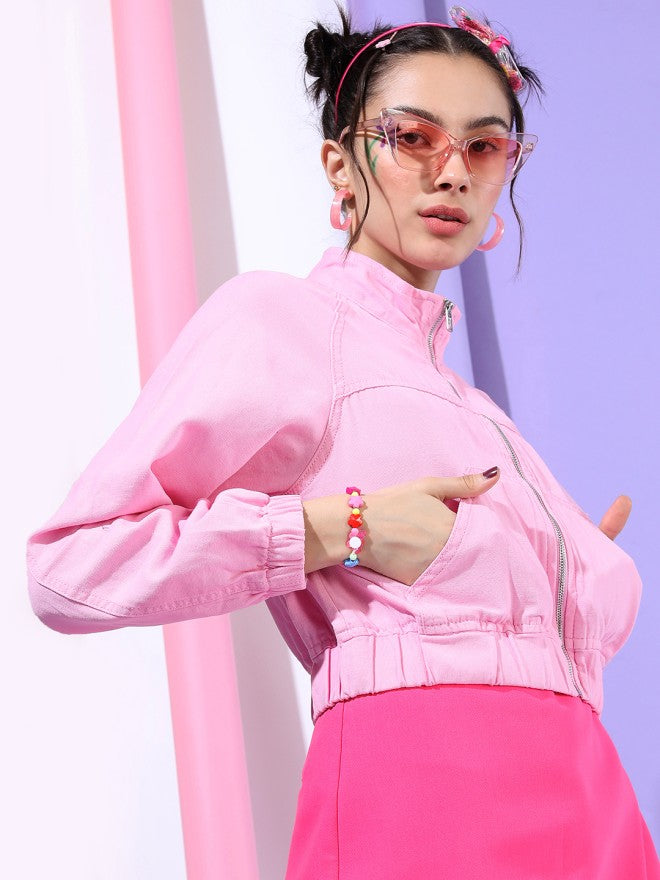 Tokyo Talkies Women Pink Open Front Jacket - Pink - Image 5