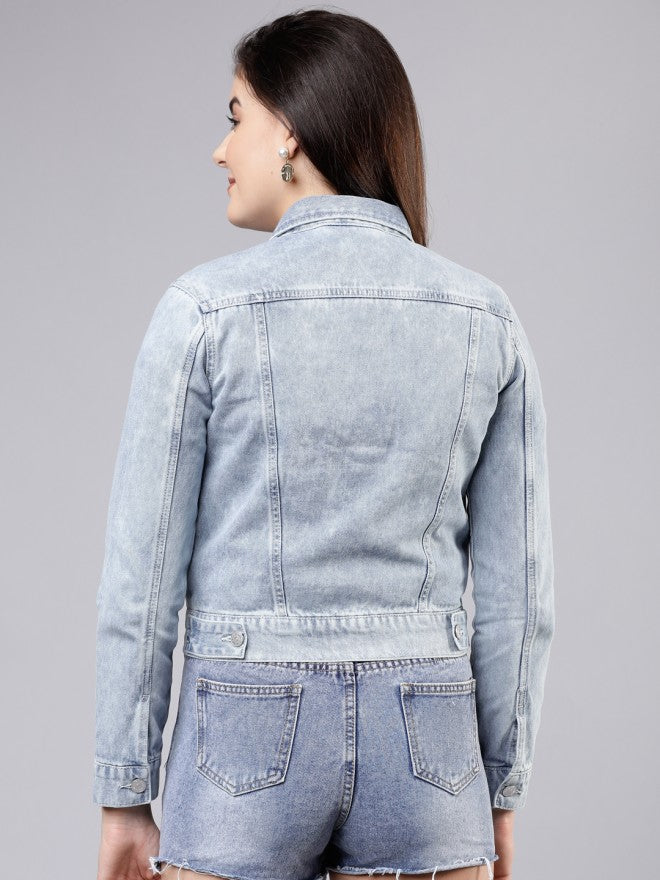 Tokyo Talkies Women Blue Denim Jacket - Blue - Image 2
