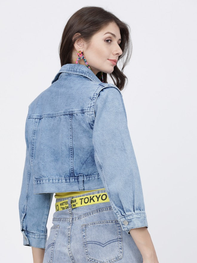 Tokyo Talkies Women Blue Denim Jacket - Blue - Image 2