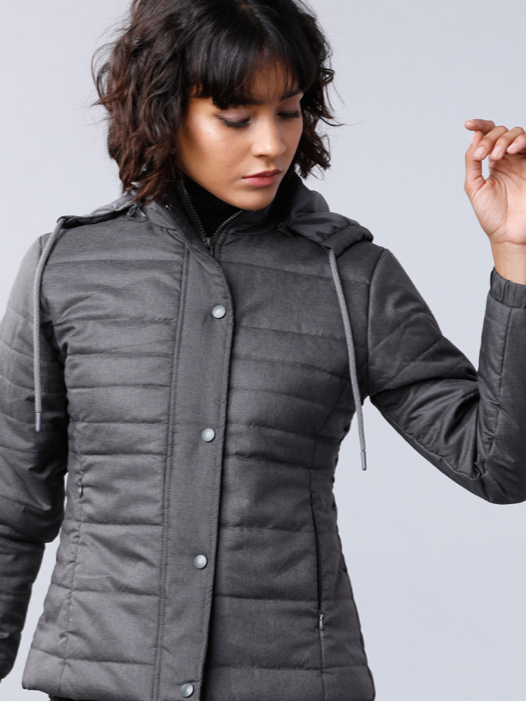 Tokyo Talkies Women Black Puffer Jacket - Black - Image 1