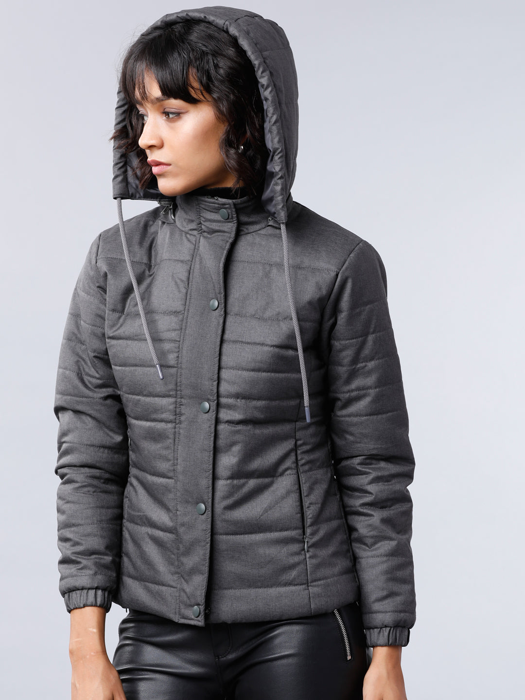 Tokyo Talkies Women Black Puffer Jacket - Black - Image 2