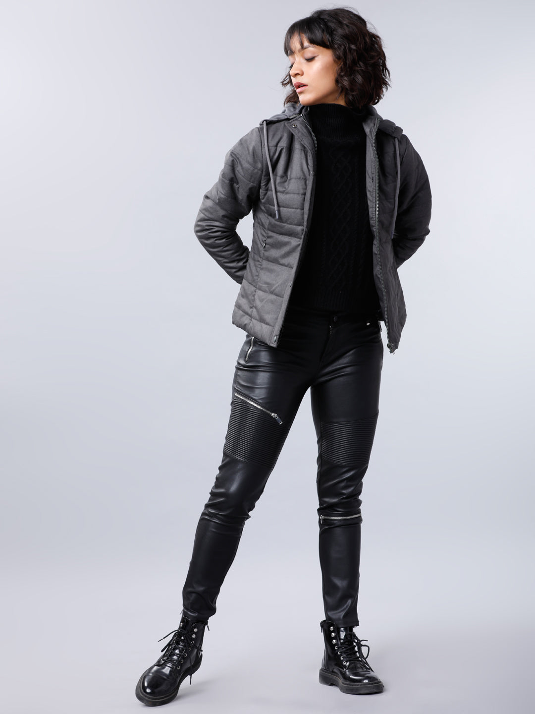 Tokyo Talkies Women Black Puffer Jacket - Black - Image 5