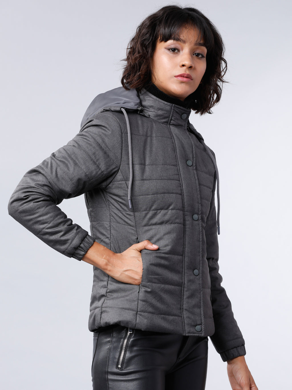 Tokyo Talkies Women Black Puffer Jacket - Black - Image 6