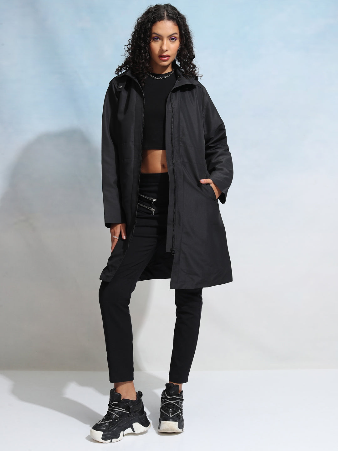 Tokyo Talkies Women Black Open Front Jacket - Black - Image 2