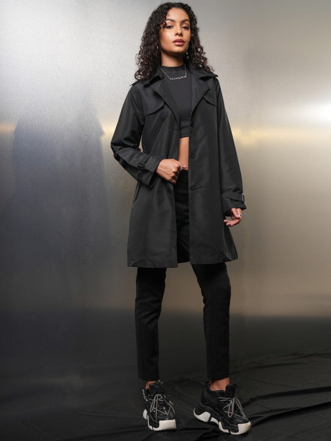 Tokyo Talkies Women Black Open Front Jacket - Black - Image 2