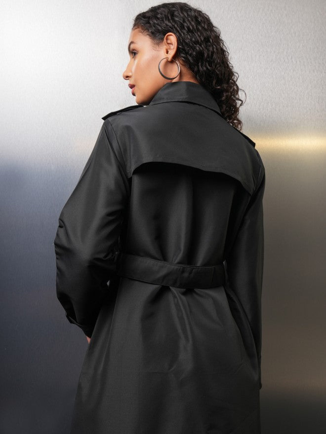 Tokyo Talkies Women Black Open Front Jacket - Black - Image 3