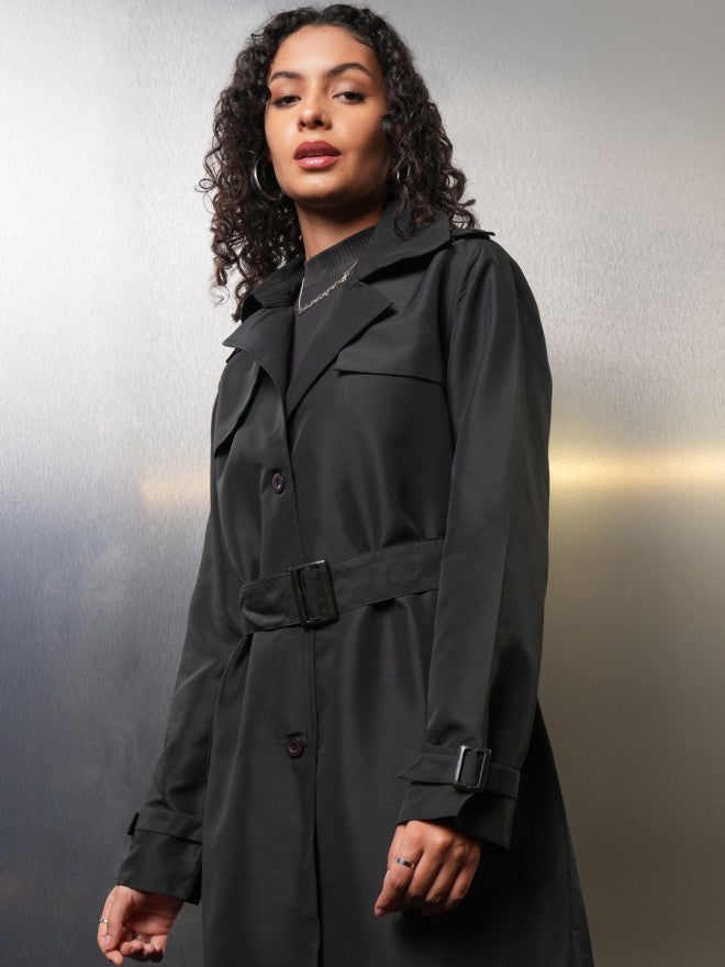 Tokyo Talkies Women Black Open Front Jacket - Black - Image 4