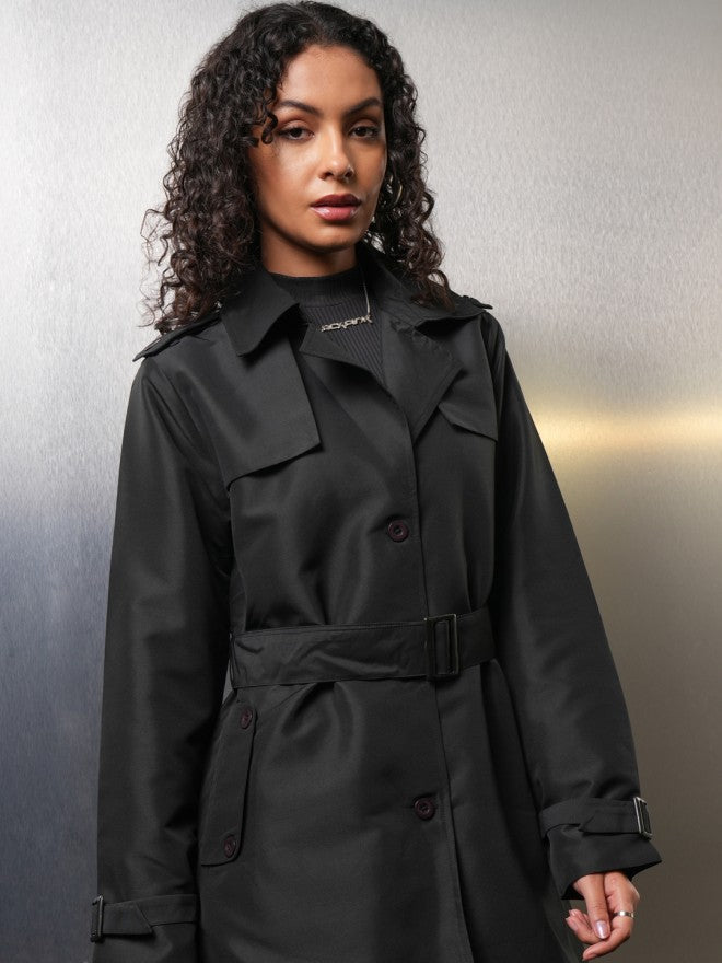 Tokyo Talkies Women Black Open Front Jacket - Black - Image 6