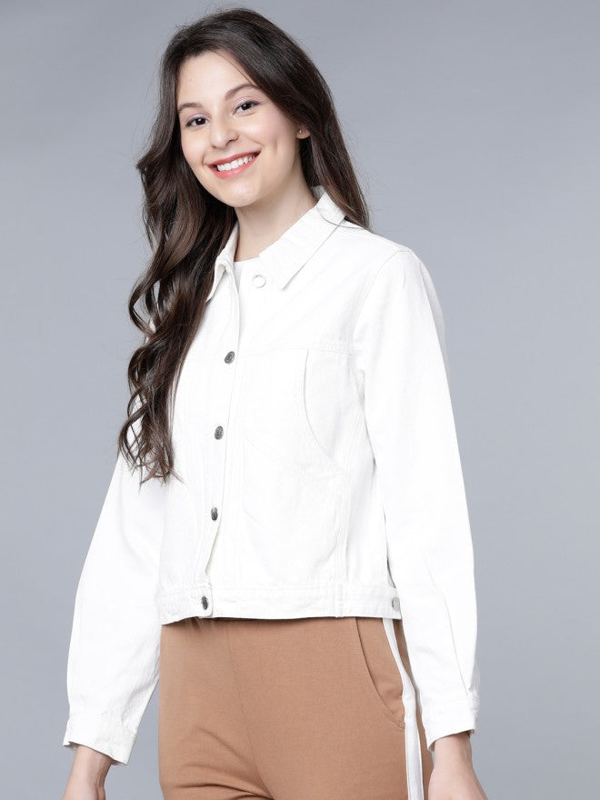 Tokyo Talkies Women White Denim Jacket - White - Image 1