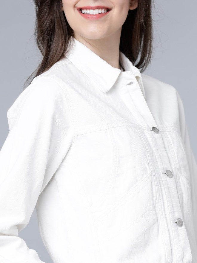 Tokyo Talkies Women White Denim Jacket - White - Image 3