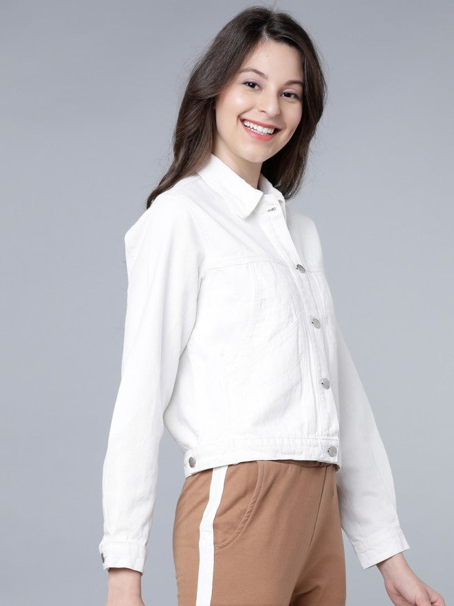Tokyo Talkies Women White Denim Jacket - White - Image 5