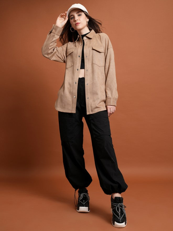 Tokyo Talkies Women Beige Open Front Jacket - Beige - Image 2