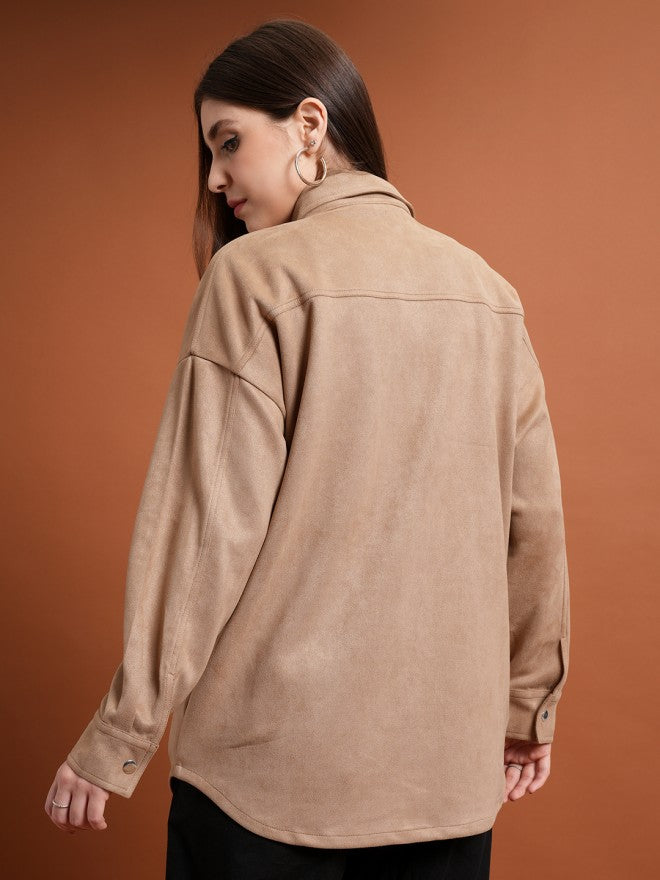 Tokyo Talkies Women Beige Open Front Jacket - Beige - Image 3