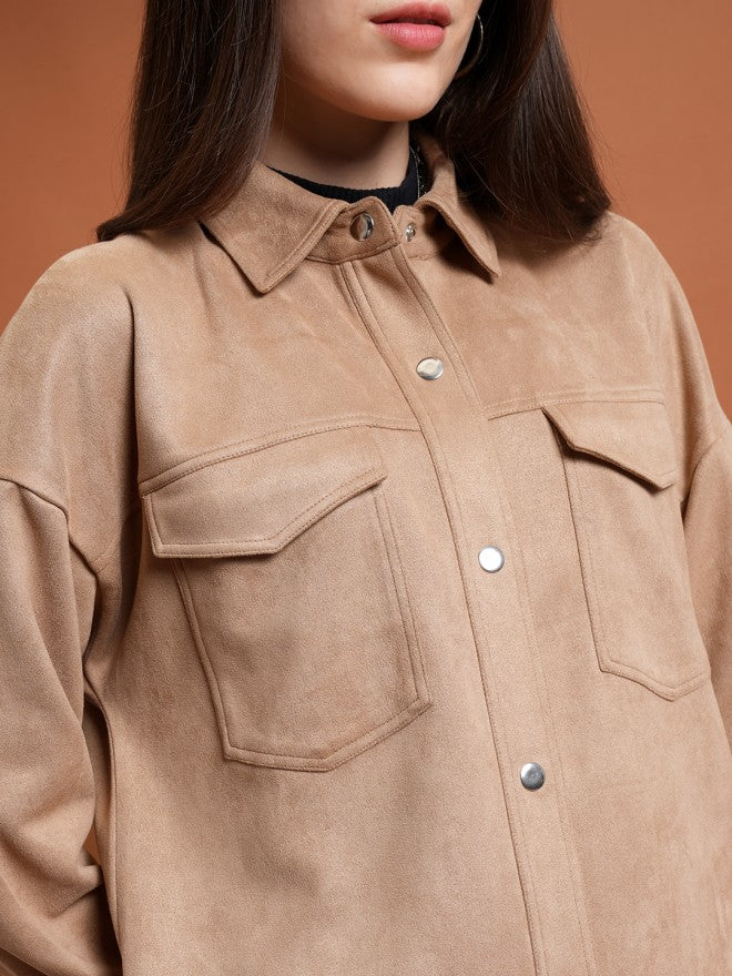 Tokyo Talkies Women Beige Open Front Jacket - Beige - Image 5